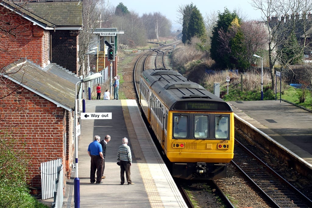 A Manchester-bound Pacer 142 054 departs Greenbank  19 March 2005  <br />©2021 Bob Avery